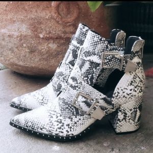 Snake print booties